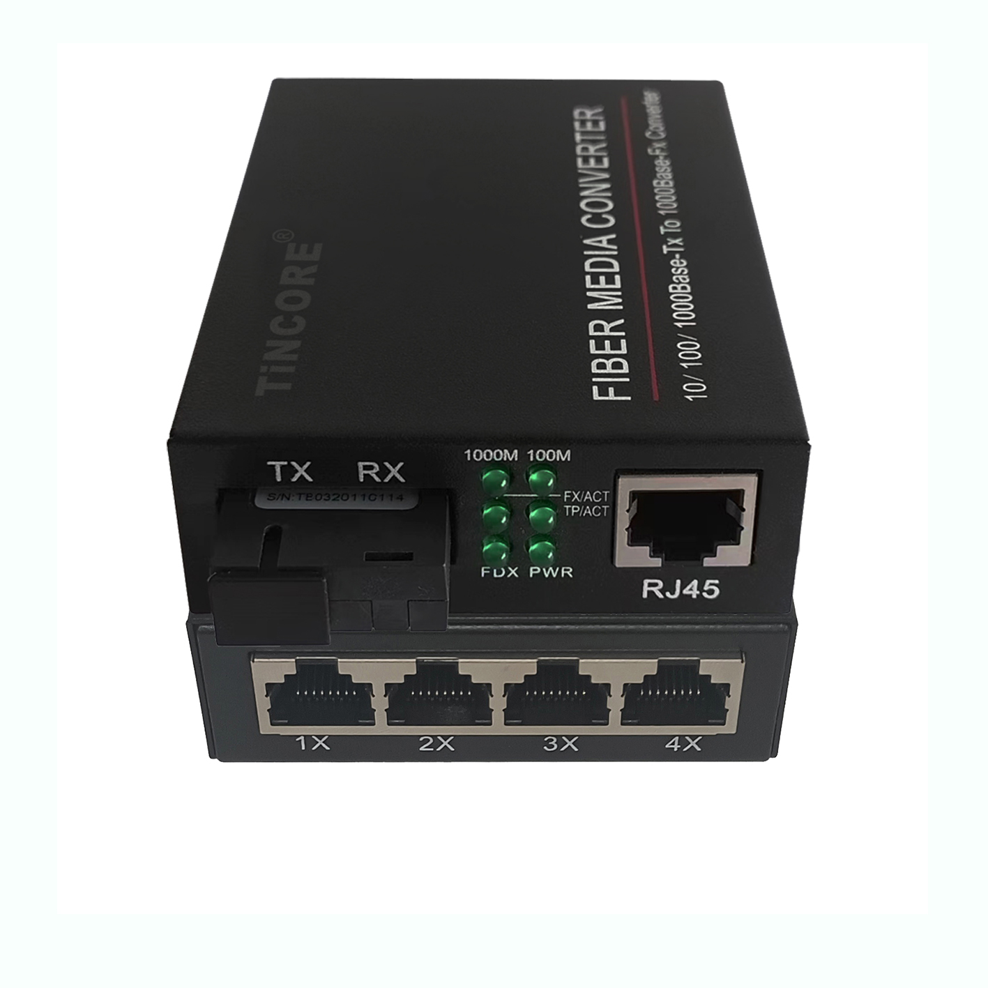 China Manufacturer 10/100/1000M single mode single fiber 1 optical port+4 RJ45 ports fiber switch